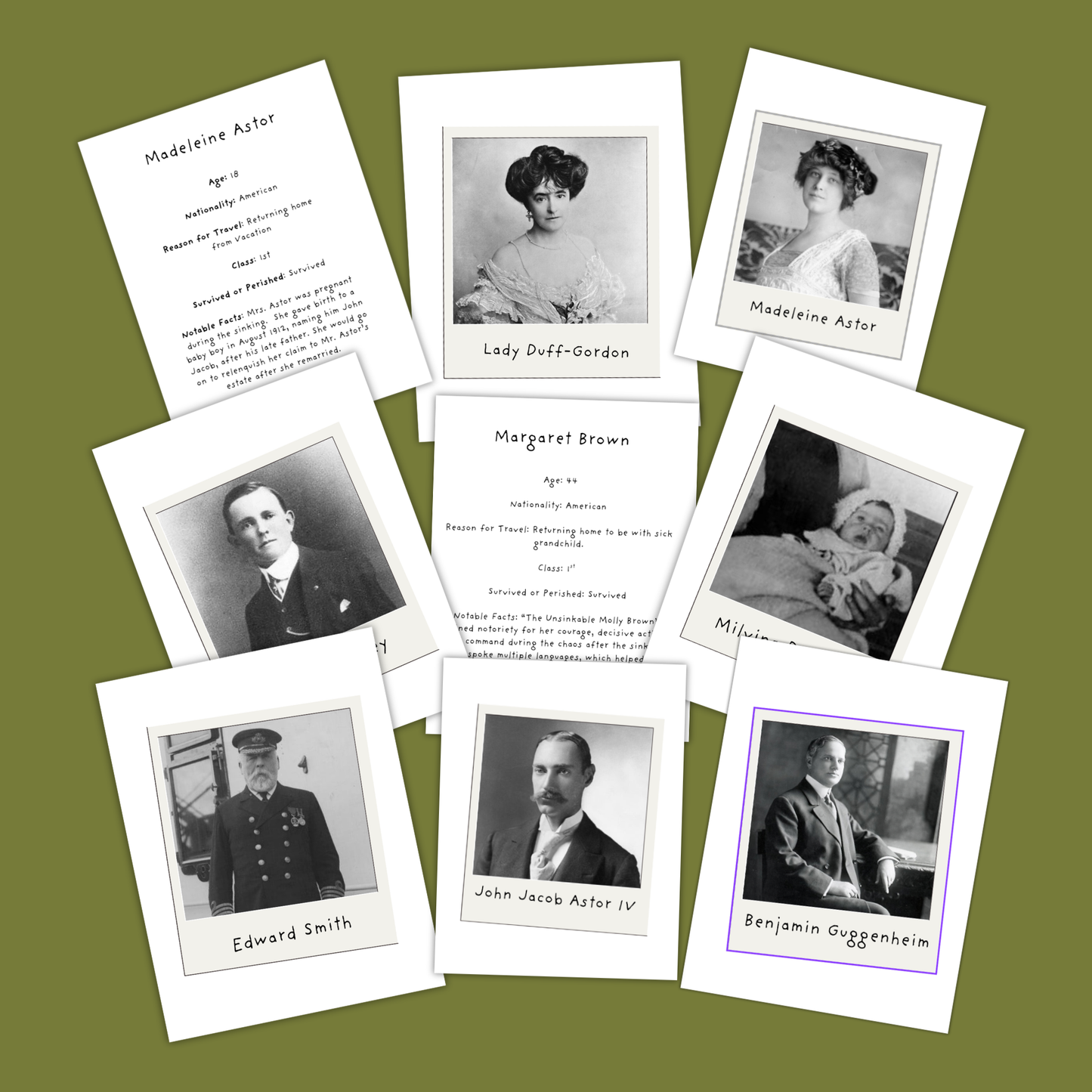 Titanic Famous Passengers Flashcards