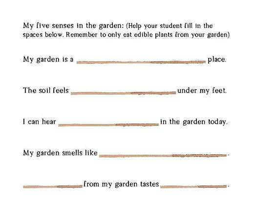 Upper Elementary Homesteader's Garden Journal