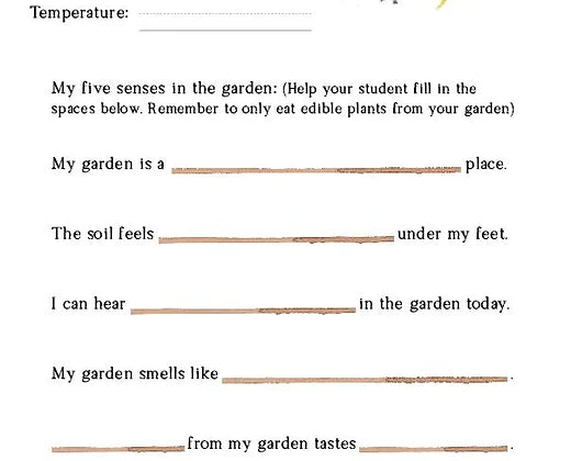 Lower Elementary Homesteader's Garden Journal